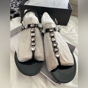 Black jewel jelly sandals